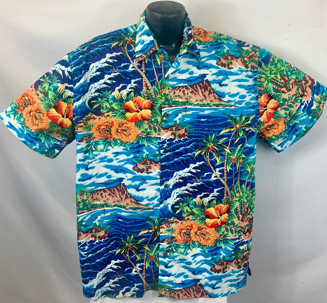 Diamondhead Hawaiian Shirt- Made in USA- 100% Cotton